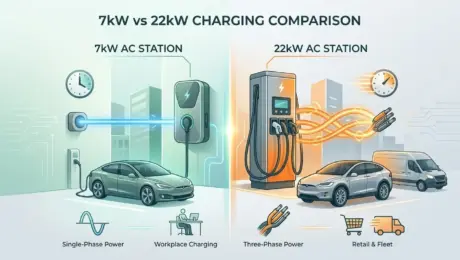 7kW vs. 22kW AC Commercial Chargers