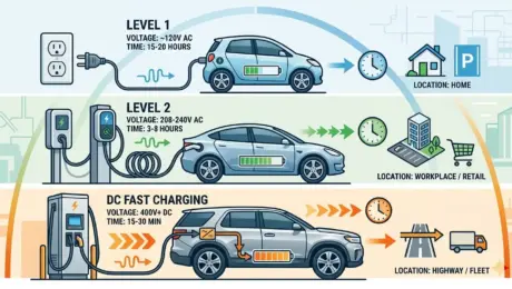 Level 1, Level 2, and DC Fast Charging